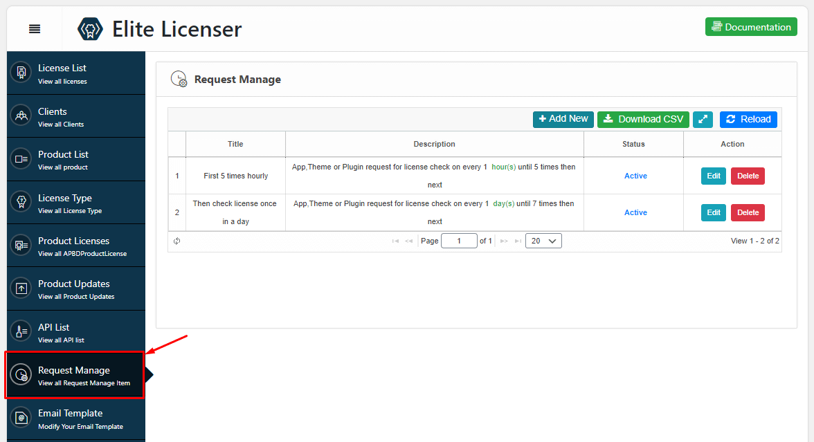 Request Manage Elite Licenser